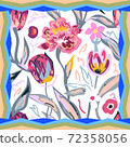 Print with leaves and flowers. 72358056