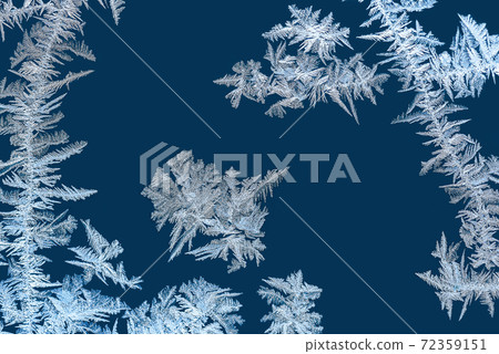 Frosty patterns on winter window glass macro 72359151
