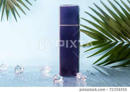 White plastic bottles for creams. On multi-colored backgrounds from Whatman paper. 72359350