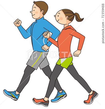 年輕的男人和女人走 年輕的男人和女人走 72359488