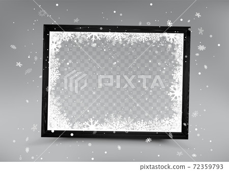 Snow Fall Frame Christmas black photo frame with snowfall - Stock Illustration ...