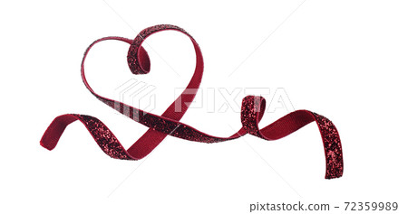 Waved in a heart shape velvet lurex ribbon isolated on white Waved in a heart shape velvet lurex ribbon isolated on white 72359989