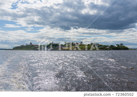 Sviyazhsk island view from a motor ship on the Volga river 72360502