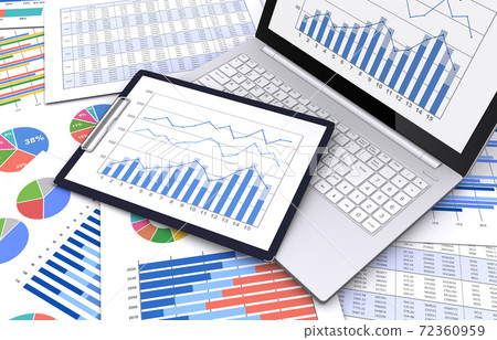 筆記本電腦，剪貼板，商務資料 72360959