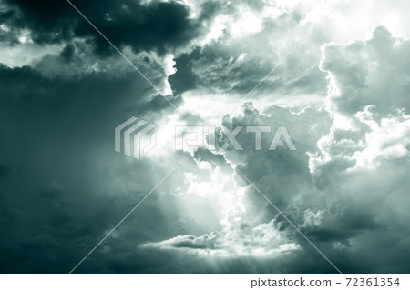 Gray and white fluffy clouds. Cloudy sky. White and gray texture background for sad, death, hopeless, and despair concept. Moody sky. Cloudscape. Dark dramatic sky. Background for dead and gloomy. 72361354