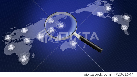 用放大鏡搜索世界地圖和SNS 72361544