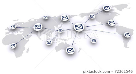 世界地圖和郵件網絡 72361546