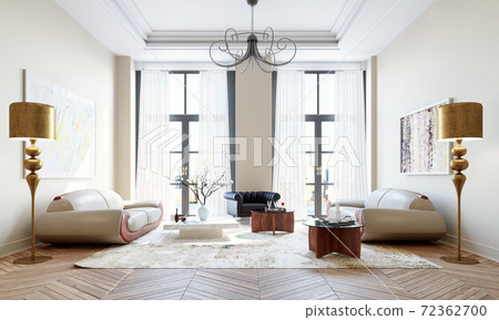 Modern living room with two sofas 72362700