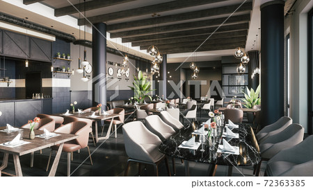 Interior of Modern restaurant. 3d illustration Interior of Modern restaurant. 3d illustration 72363385