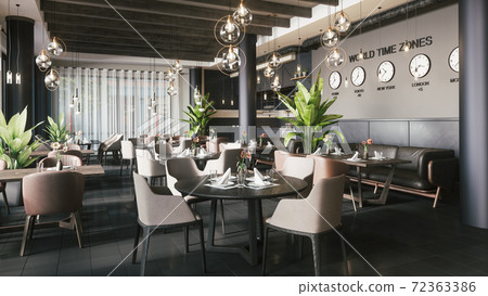 Modern urban restaurant. 3d illustration 72363386