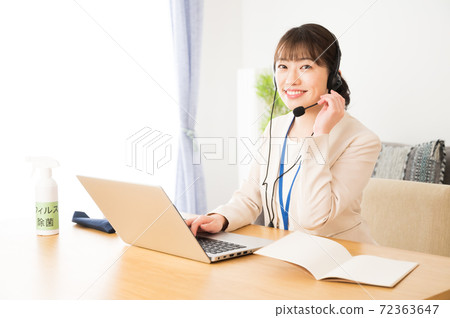 Female operator working online Female operator working online 72363647