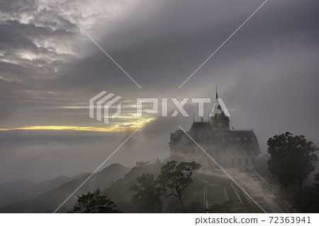 Castle in Tam Dao Moutains in sunset Castle in Tam Dao Moutains in sunset 72363941