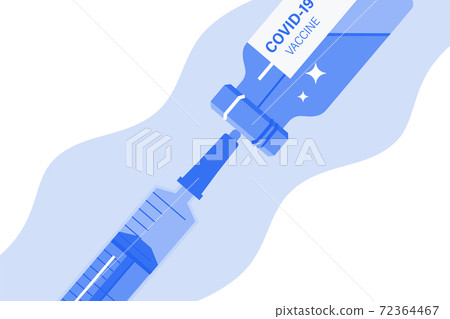 Plastic syringe with needle and bottle. Vaccination concept 72364467