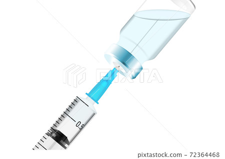 Plastic syringe with needle and bottle. Vaccination concept Plastic syringe with needle and bottle. Vaccination concept 72364468