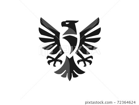 heraldic eagle symbol or falcon bird isolated emblem. Royal imperial of Gothic predatory griffin badge, Military heraldry sign heraldic eagle symbol or falcon bird isolated emblem. Royal imperial of Gothic predatory griffin badge, Military heraldry sign 72364624