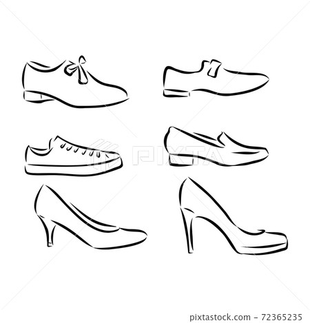 Set with beautiful women's shoes. Freehand drawing style. women's shoes vector sketch illustration 72365235