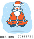Santa meditation. Vector christmas illustration with Santa doing yoga pose in Christmas holiday night. 72365784