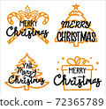 Merry Christmas set with typography text. Vector labels for greeting cards or banners isolated on white 72365789