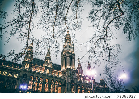 vienna Town Hall and park decorated for Christmas 72365928