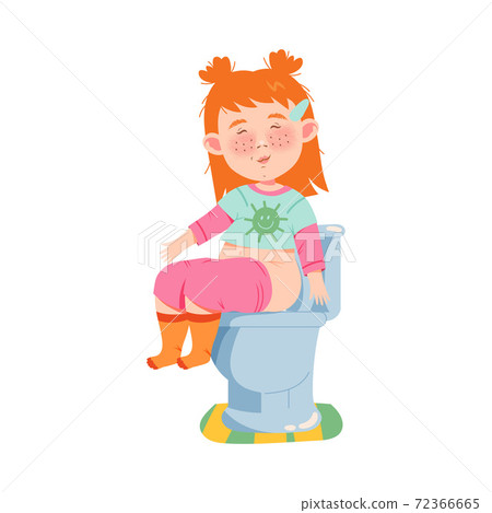 Red Haired Girl Character Sitting on Toilet Bowl in the Morning Vector Illustration Red Haired Girl Character Sitting on Toilet Bowl in the Morning Vector Illustration 72366665