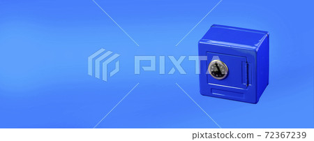 Blue moneybox (piggy bank) made as safe. on blue Blue moneybox (piggy bank) made as safe. on blue 72367239