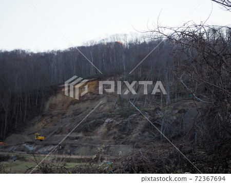 Slopes being restored due to landslides 72367694
