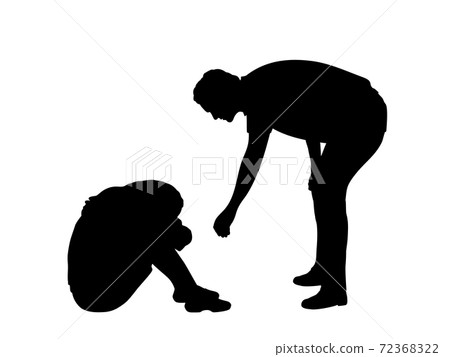 Silhouette man wants to help girl 72368322