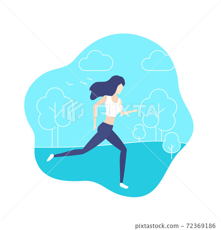 Running girl in park, vector Running girl in park, vector 72369186