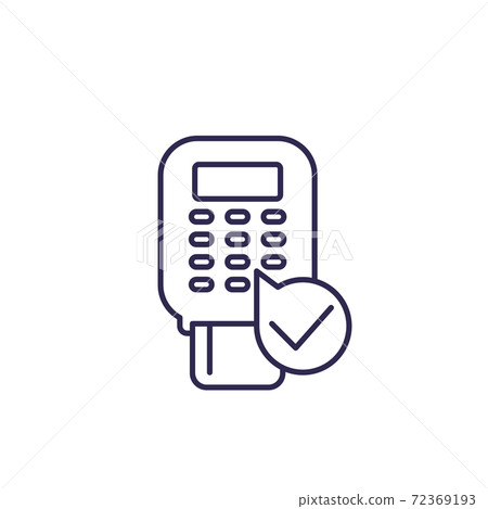 pos terminal payment icon, line vector pos terminal payment icon, line vector 72369193