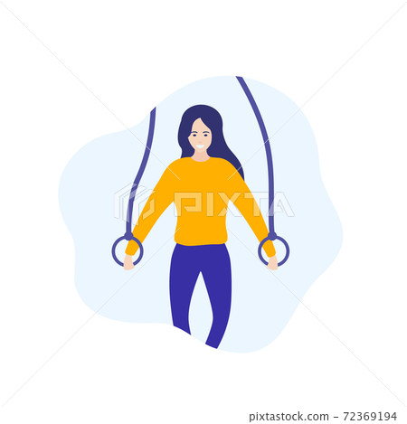 girl training with gymnastic rings, vector girl training with gymnastic rings, vector 72369194