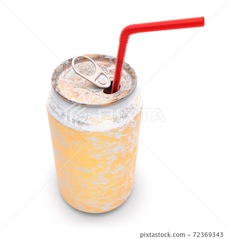 Gold frozen aluminum beer or soda can with frost isolated on white background. 72369343