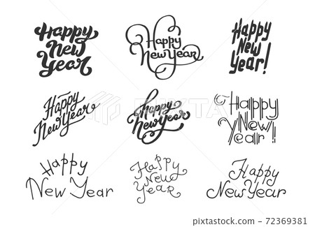 English lettering Happy New Year phrase on white background 72369381