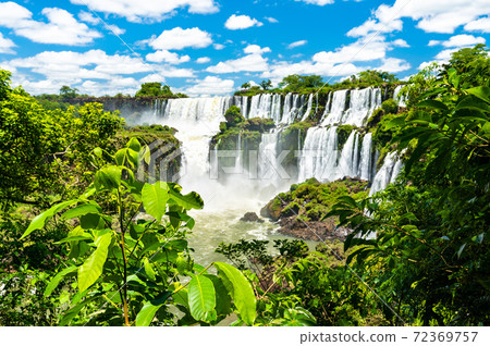 View from the jungle to Iguazu Falls in Argentina View from the jungle to Iguazu Falls in Argentina 72369757