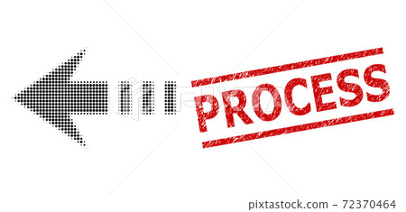 Scratched Process Stamp and Halftone Dotted Send Left Scratched Process Stamp and Halftone Dotted Send Left 72370464
