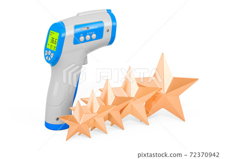Customer rating of digital non-contact infrared thermometer concept. 3D rendering 72370942