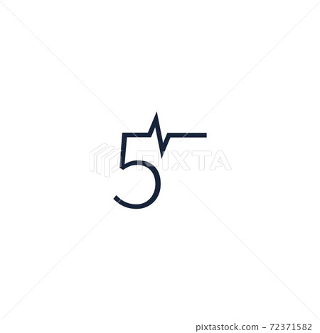 Number 5 icon logo combined with pulse icon design 72371582