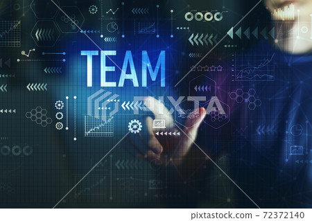 Team with young man Team with young man 72372140