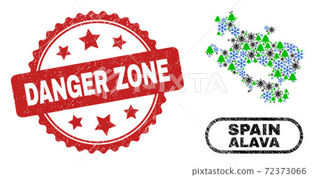 Danger Zone Textured Seal Stamp and Alava Province Map Collage of Pandemic Christmas 72373066