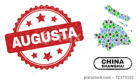 Augusta Grunge Seal and Shanghai City Map Mosaic of Coronavirus Christmas Augusta Grunge Seal and Shanghai City Map Mosaic of Coronavirus Christmas 72373105