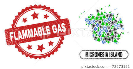 Flammable Gas Grunge Seal Stamp and Micronesia Island Map Mosaic of Covid Christmas Flammable Gas Grunge Seal Stamp and Micronesia Island Map Mosaic of Covid Christmas 72373131