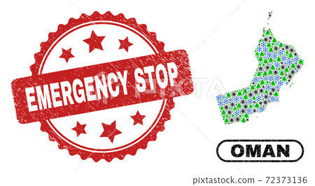Emergency Stop Grunge Seal and Oman Map Composition of Covid-2019 New Year Emergency Stop Grunge Seal and Oman Map Composition of Covid-2019 New Year 72373136