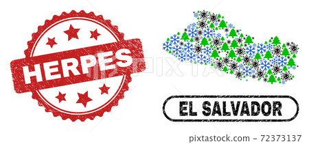 Herpes Distress Seal and El Salvador Map Collage of Pandemic Winter Herpes Distress Seal and El Salvador Map Collage of Pandemic Winter 72373137
