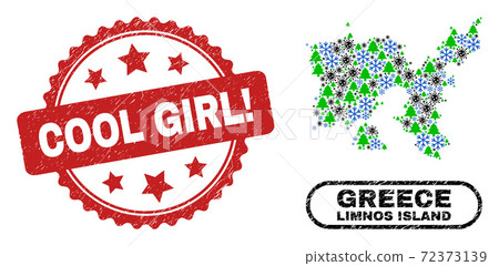 Cool Girl! Distress Seal and Limnos Island Map Collage of Pandemic New Year Cool Girl! Distress Seal and Limnos Island Map Collage of Pandemic New Year 72373139