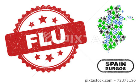 Flu Distress Stamp and Burgos Province Map Composition of Coronavirus Winter 72373150