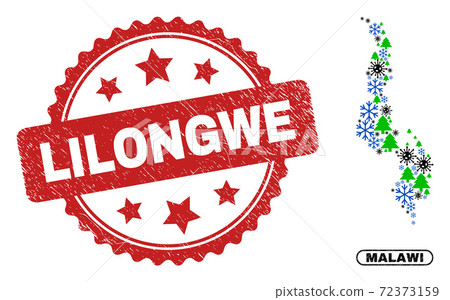 Lilongwe Distress Seal Stamp and Malawi Map Collage of Coronavirus Christmas Lilongwe Distress Seal Stamp and Malawi Map Collage of Coronavirus Christmas 72373159