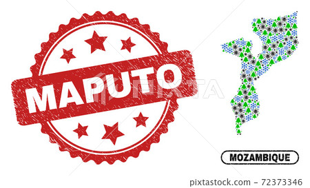 Maputo Textured Seal and Mozambique Map Collage of Covid Winter Maputo Textured Seal and Mozambique Map Collage of Covid Winter 72373346
