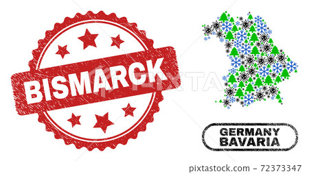 Bismarck Scratched Stamp and Bavaria Land Map Mosaic of Pandemic Winter Bismarck Scratched Stamp and Bavaria Land Map Mosaic of Pandemic Winter 72373347