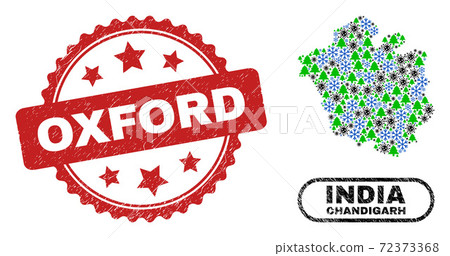 Oxford Scratched Seal Stamp and Chandigarh City Map Composition of Covid Christmas 72373368