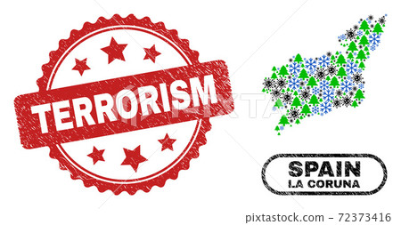 Terrorism Grunge Seal and La Coruna Province Map Composition of Covid-2019 Winter 72373416
