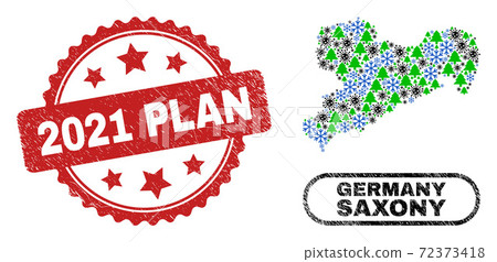 2021 Plan Textured Seal and Saxony Land Map Collage of Pandemic Winter 72373418